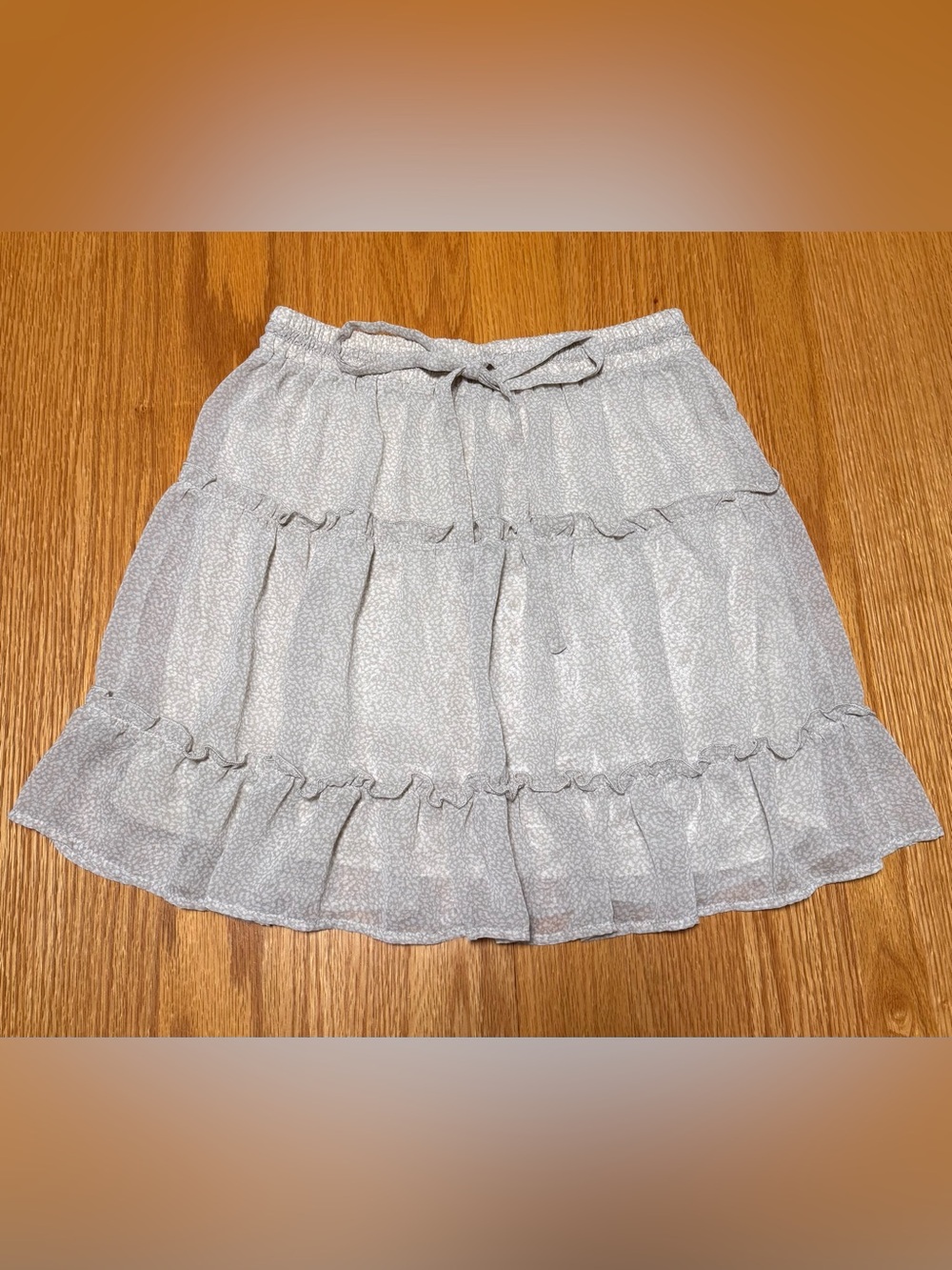 Sienna Sky Light Beige Ruffle Tiered Mini Skirt